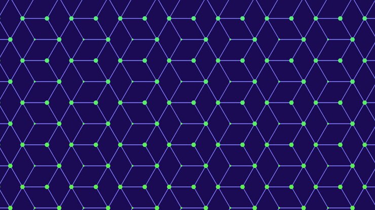 Blue big cubes futuristic pattern with neon dots