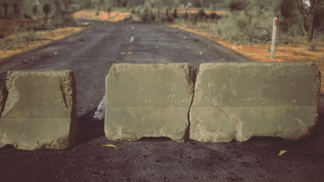 road blockage at a remote australian outback location during daylight