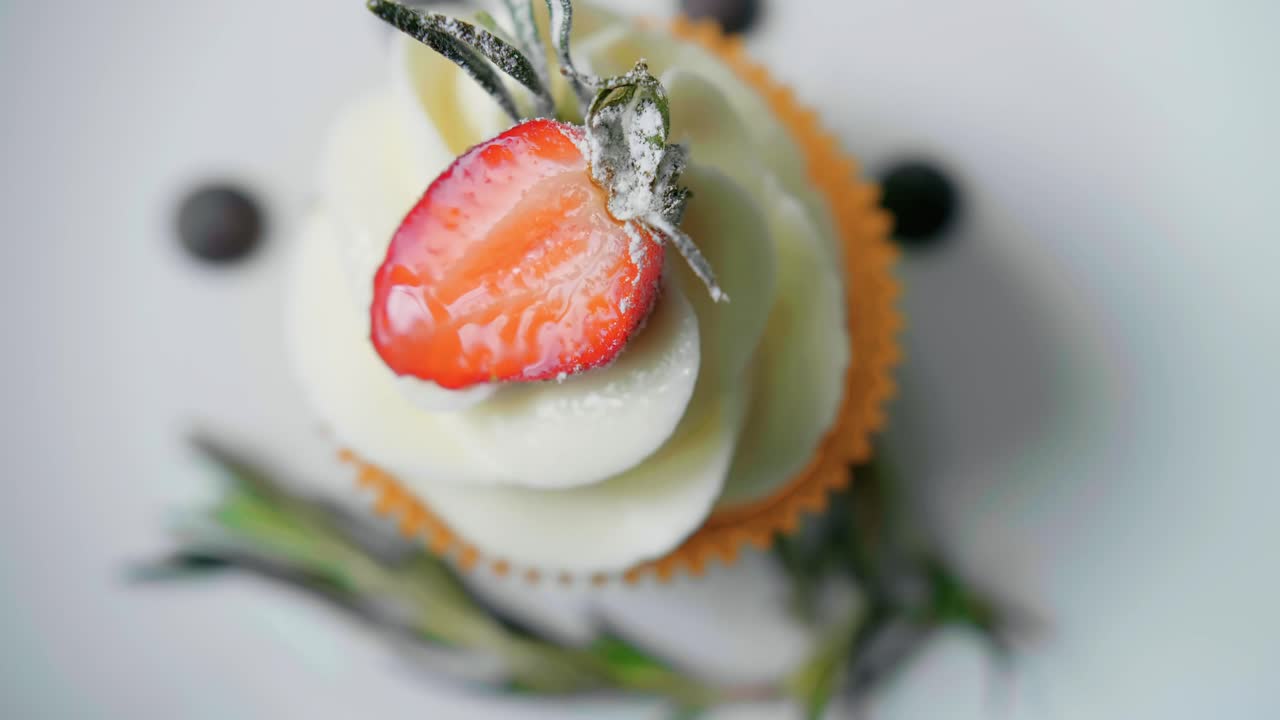 Strawberry Cupcake with Cream Topping