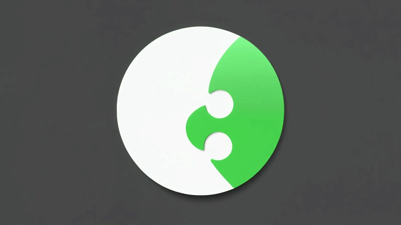 Animated Green and White Puzzle Pieces Forming a Circle