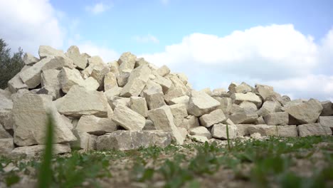 a shot without any movement shows large rocks appearing in the shot