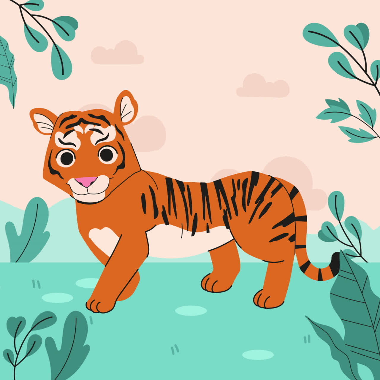 Cute Cartoon Tiger Cub