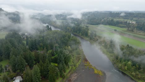 slow motion aerial orbit over the clackamas river