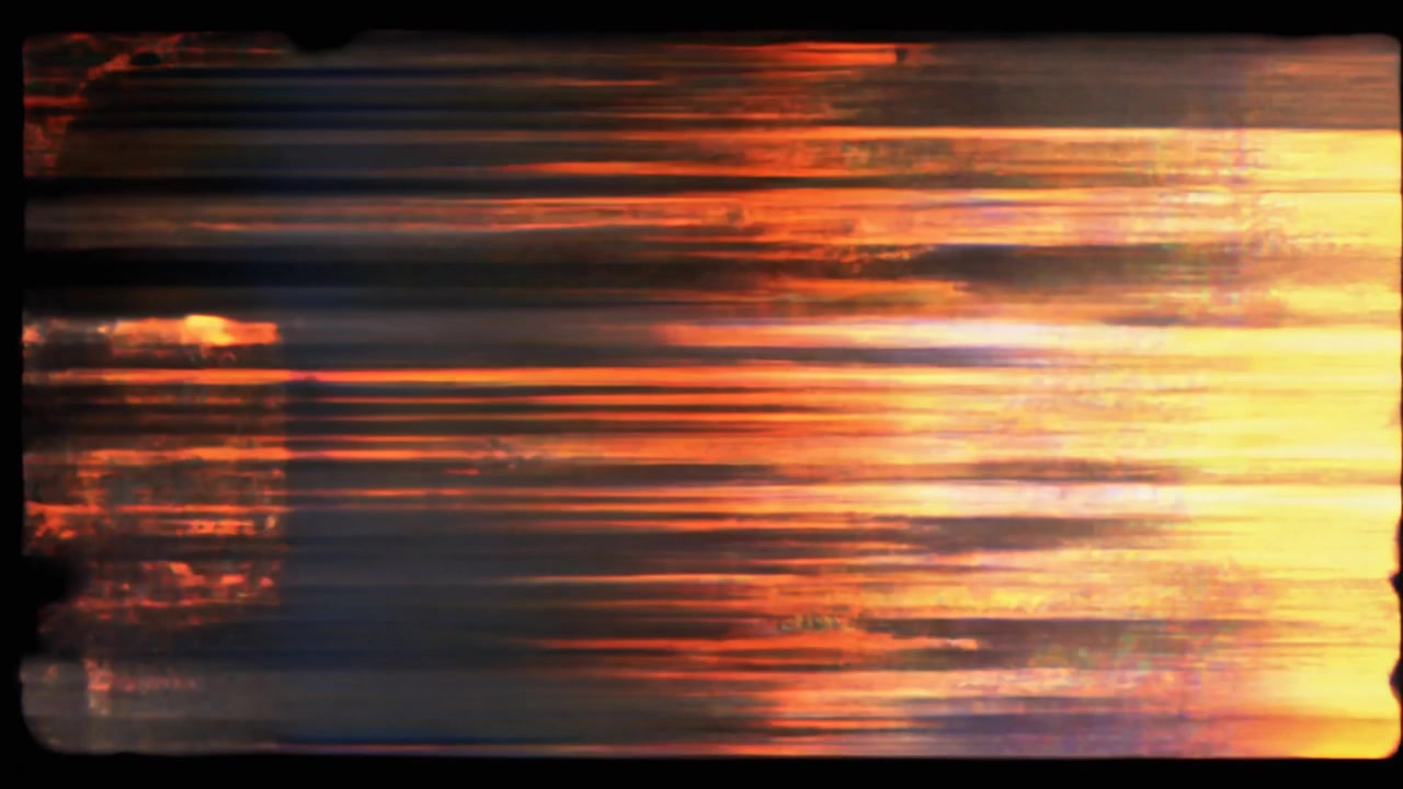 Effetto glitch astratto con striature di luce arancioni e gialle