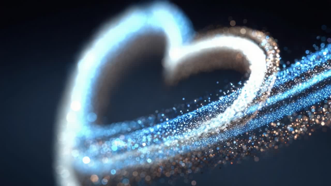 A mesmerizing visual journey showcasing a shimmering heart shape formed by vibrant particles that captivate and evoke feelings of love and connection