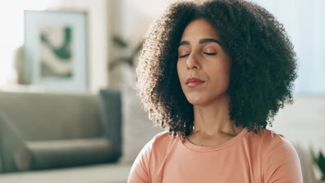 woman meditating at home