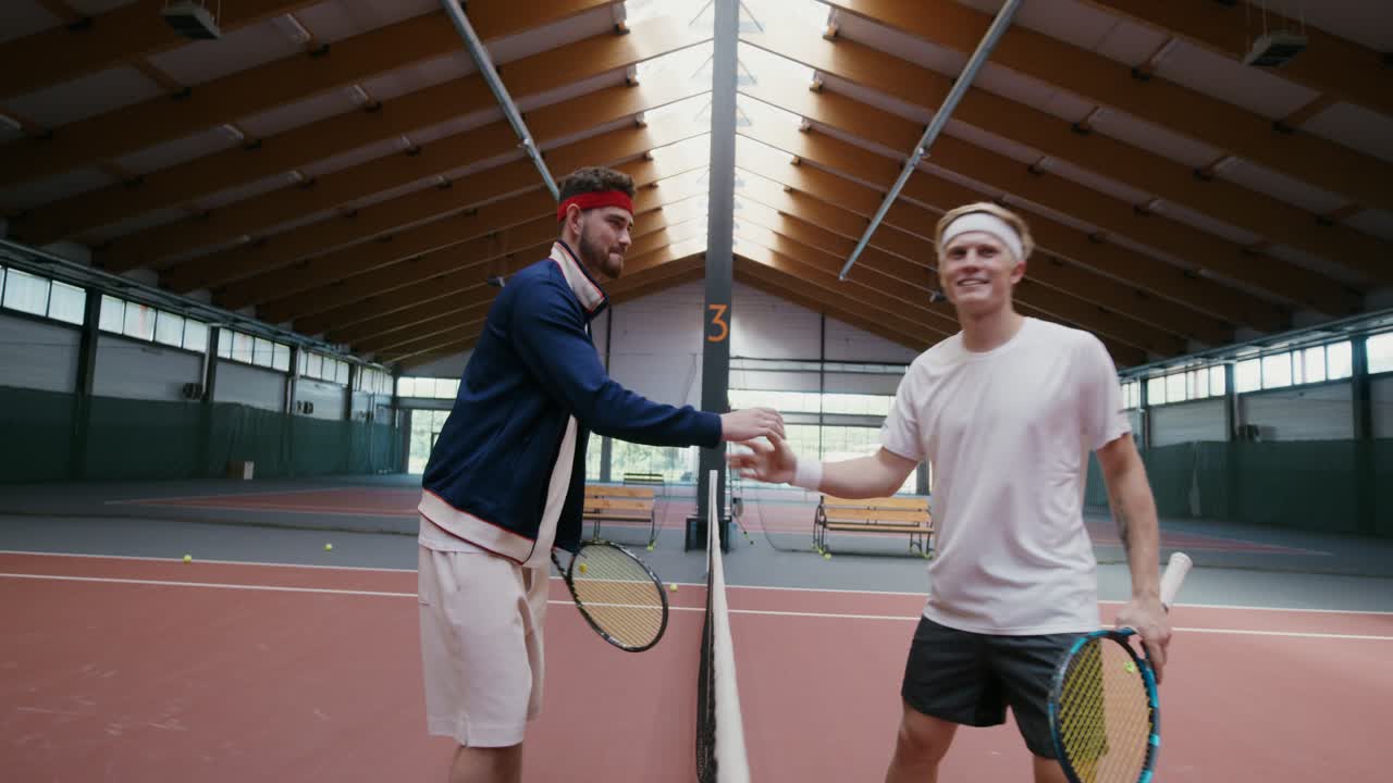 Tennis Players on Indoor Court
