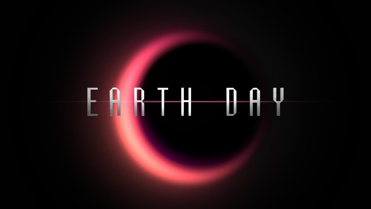 Earth Day with red light of black planet in galaxy