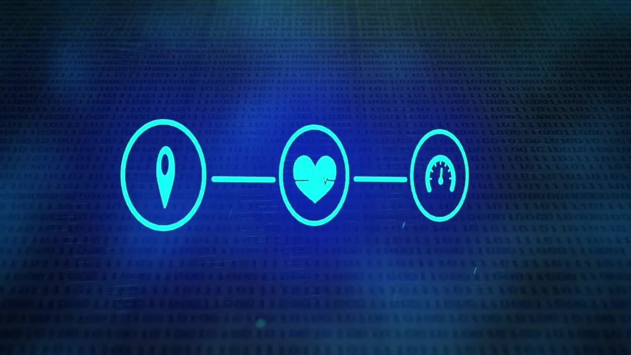 데이터 처리에 대항하는 디지털 아이콘 네트워크