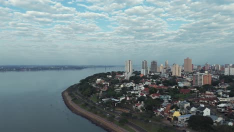 panoramic view of posadas city on a cloudy afternoon in argentina, south america