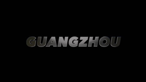 city of guangzhou, china, 3d graphic title brushed steel look, fill and alpha channel