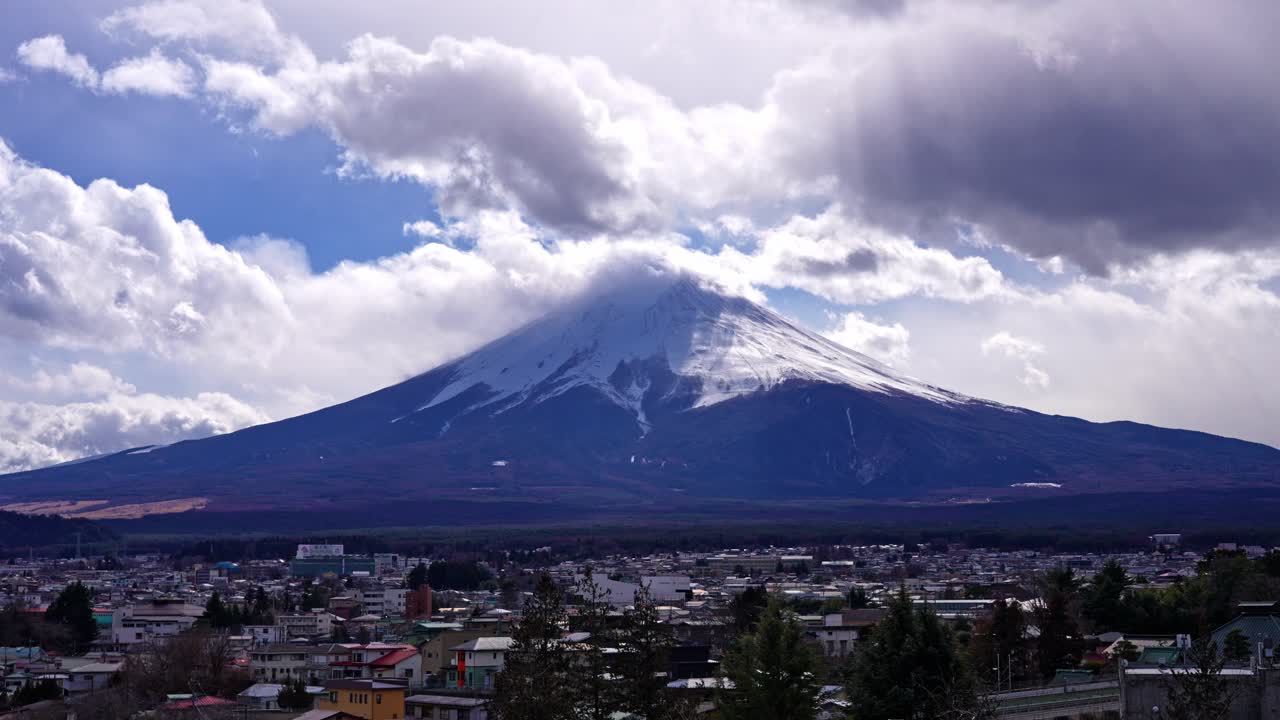 Majestic Mount Fuji in winter, captured in a cinematic wide shot