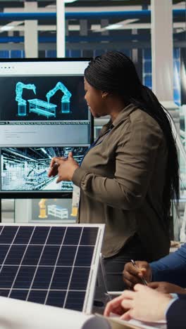 vertical video factory research and development division scientists test solar panels materials