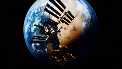 international space station in outer space over the planet earth orbit