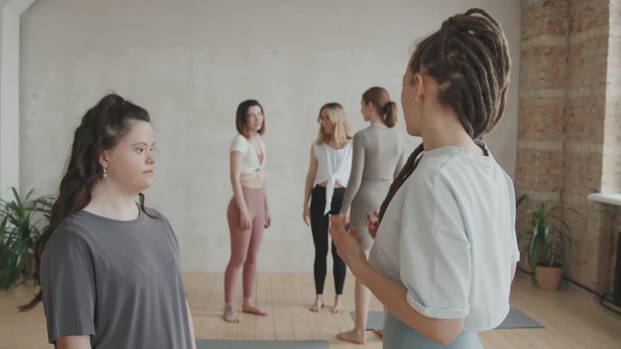 First Yoga Class Of Young Woman With Down Syndrome