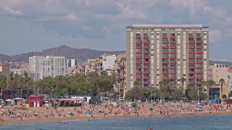 barcelona beach skyline viewed from the port