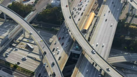 an amazing engineering marvel - aerial view of the interstate i-105 and i-110 interchange in los angeles california