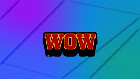 animating wow text over colorful geometric background