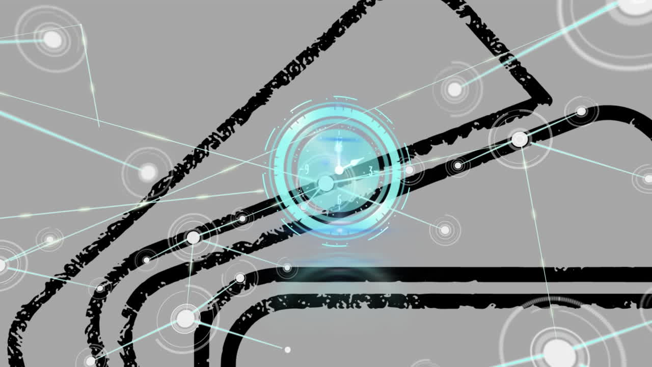 은행 카드 아이콘을 통한 연결 네트워크의 애니메이션