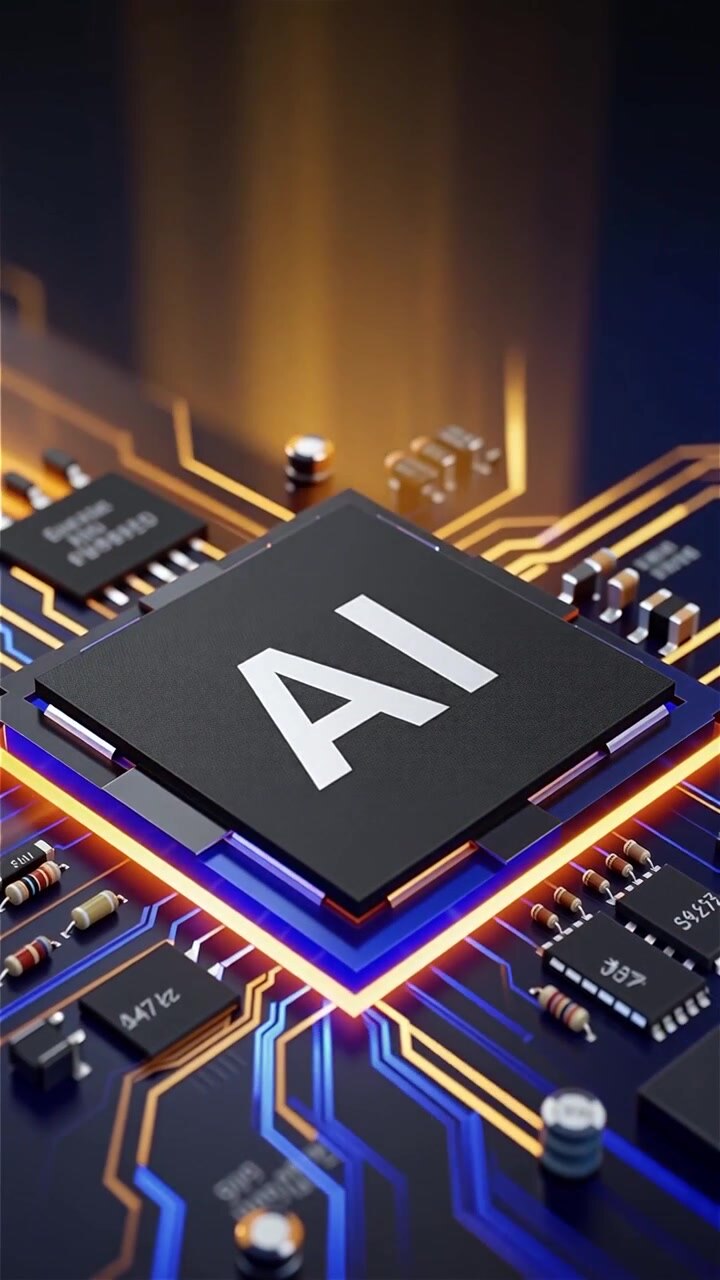 Futuristic AI Chip Motherboard Technology Background