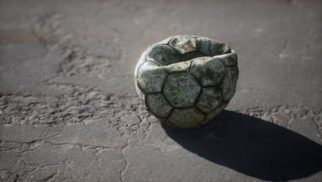 Old-soccer-ball-the-cement-floor