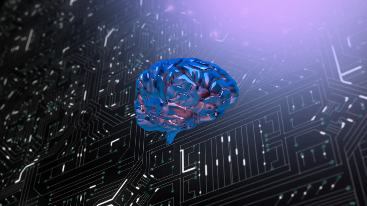 Glowing brain and computer circuit board