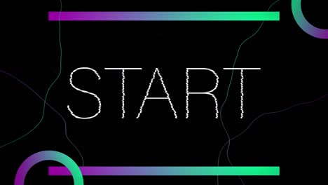 animation of start text banner over abstract gradient shapes against black background