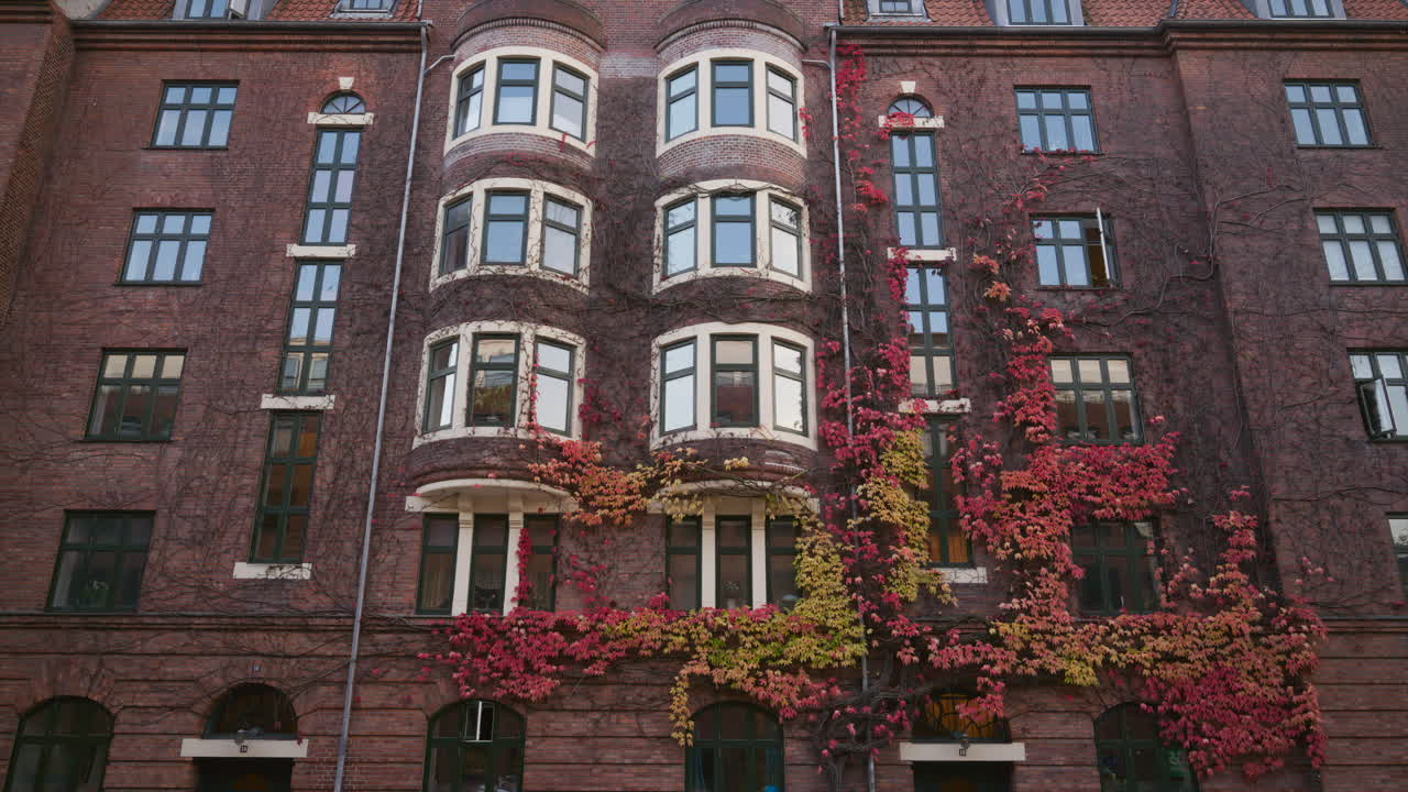 Close up of a large brick building in Copenhagen, Denmark