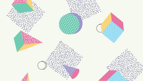 colores y figuras geométricas en animación de fondo blanco