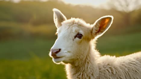 a close-up of a cute lamb in a field