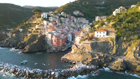 Amazing-Orbiting-Shot-Above-Cinque-Terre-at-Sunset