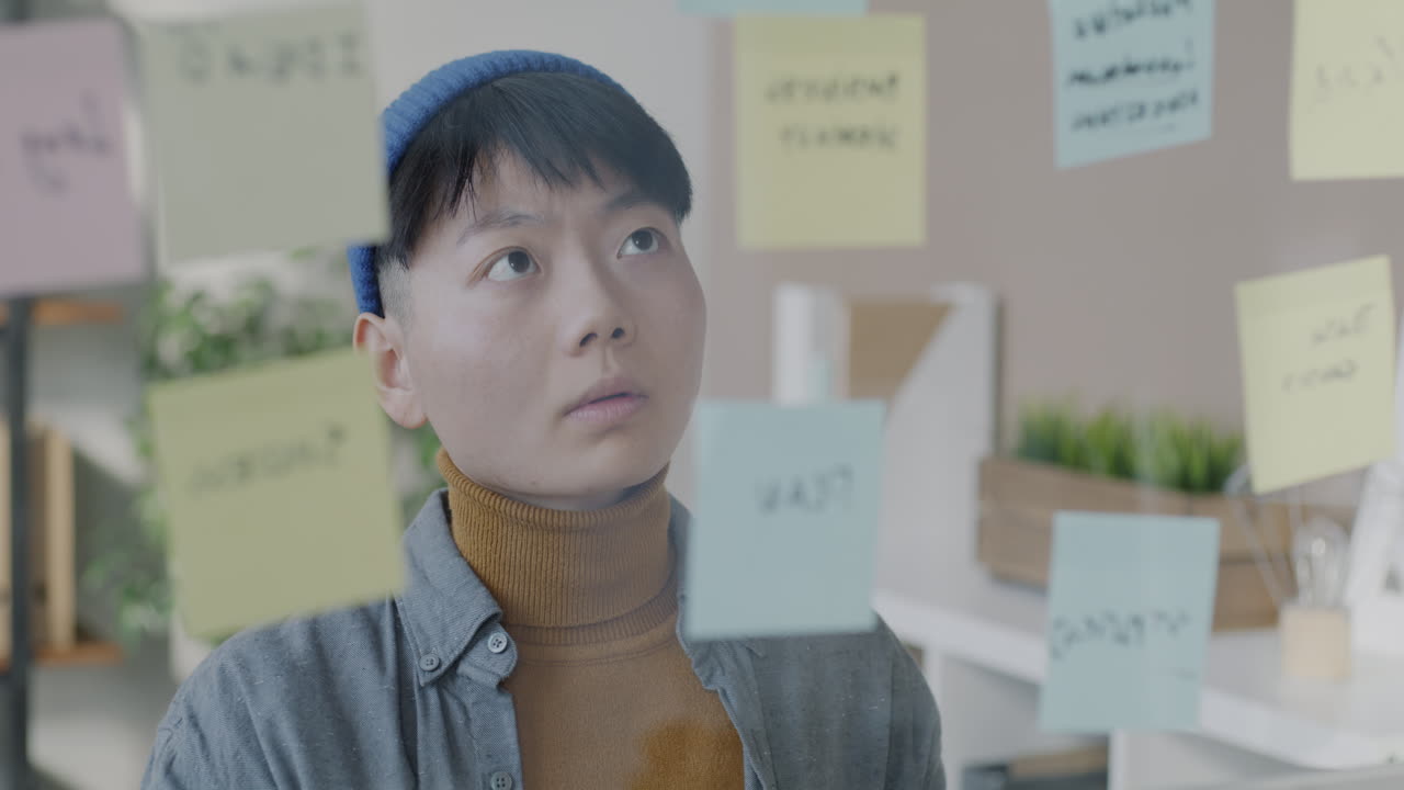 Person Brainstorming Ideas in an Office