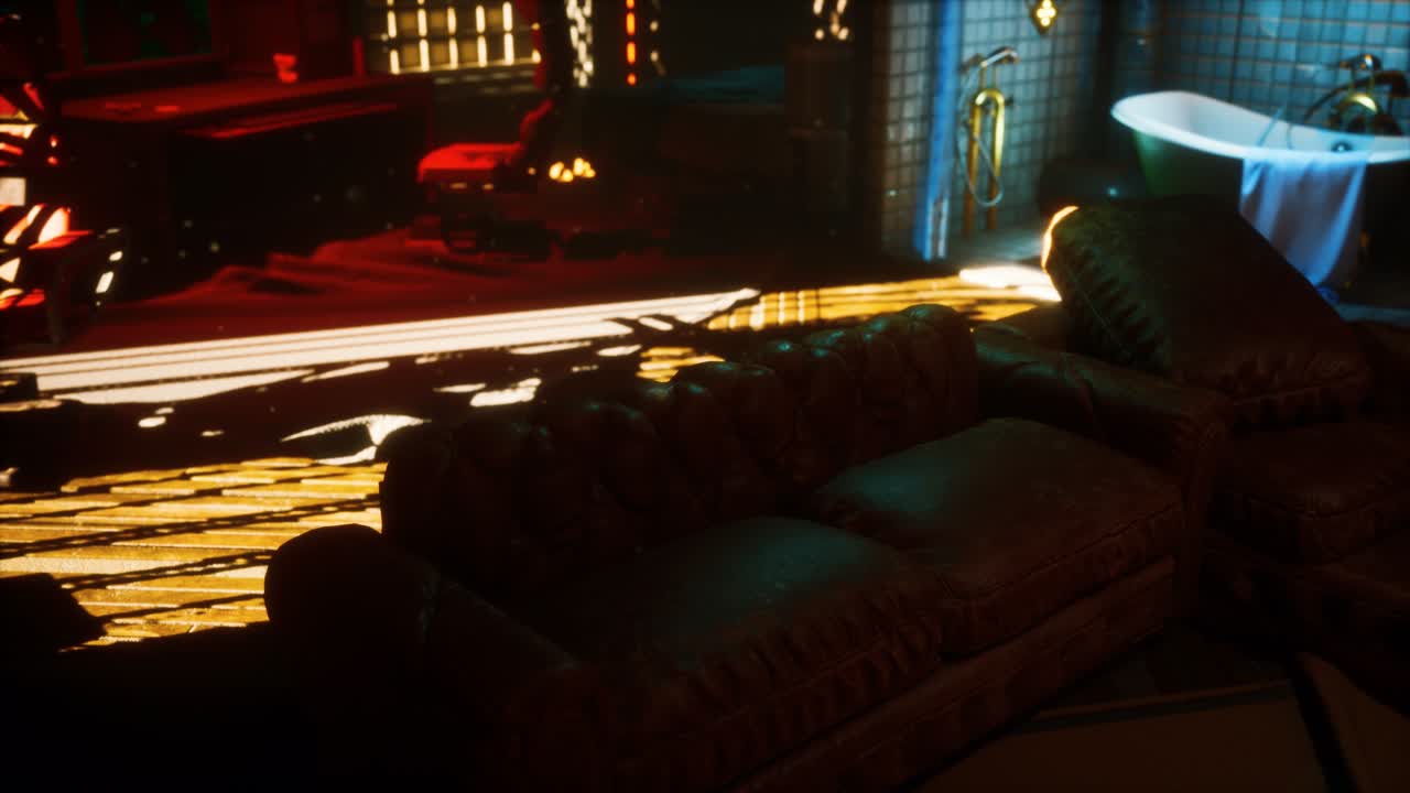 fi 네온 조명과 함께 미래형 인테리어