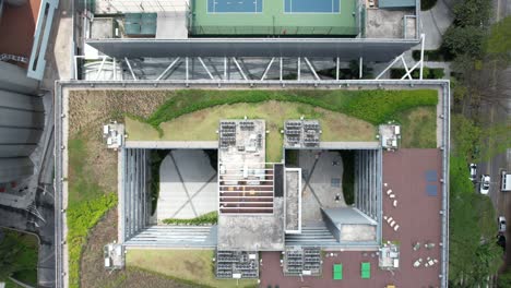 top view of tennis court in mid town