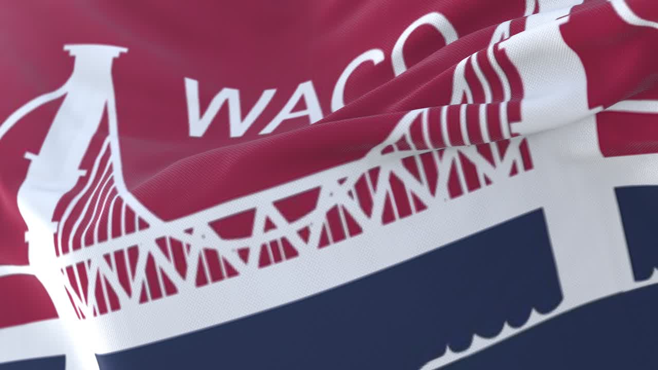 bandera de waco, sede del condado de texas, estados unidos de américa, bucle lento