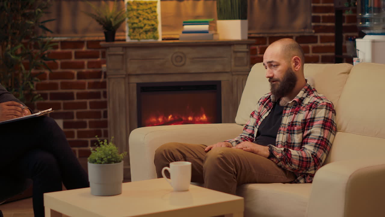 Displeased man complaining about conflict with wife