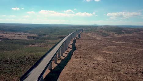 aerial view of a viaduct for trains in spain