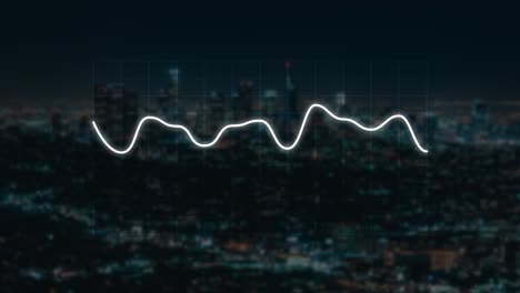 statistical chart graph of lines and reflection of urban city