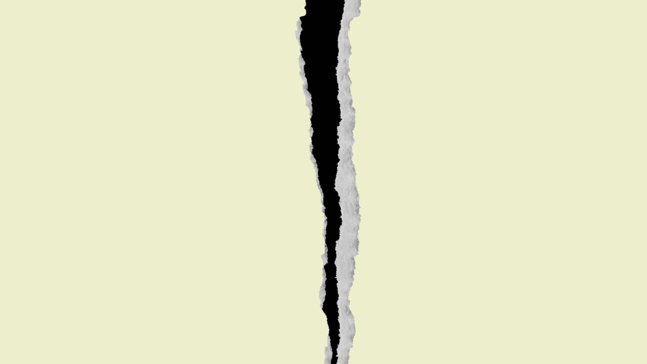 Light Yellow Paper Tearing Vertically Revealing Black Background