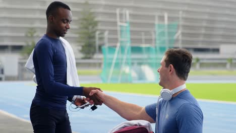 two disabled athletics interacting with each other 4k