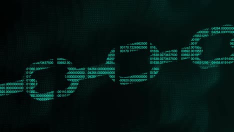 animazione dell'elaborazione dei dati che forma una catena su sfondo nero