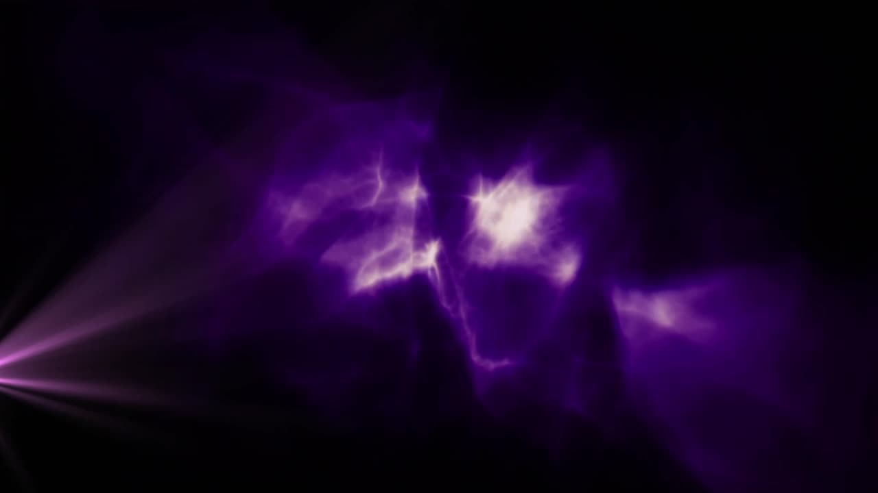 animação de pontos de luz e formas que se movem sobre um fundo preto.