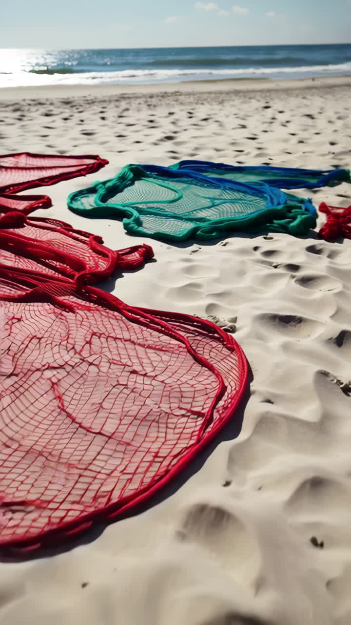 Colorful Nets on a Sunny Beach