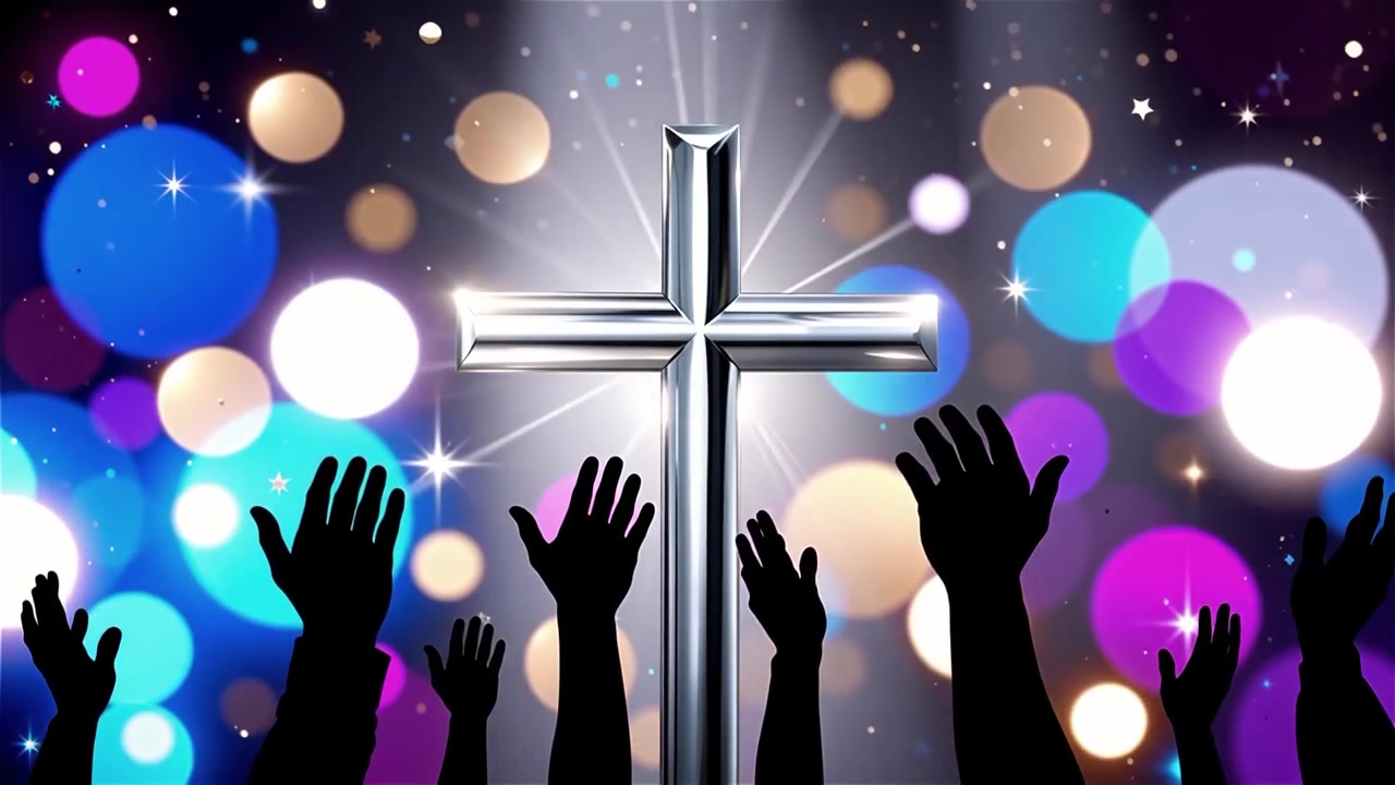 Cruz Cristiana con Luz Celestial, Fondo para Adoración.