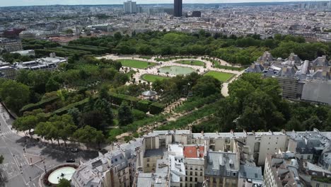 luxembourg garden and paris cityscape, france