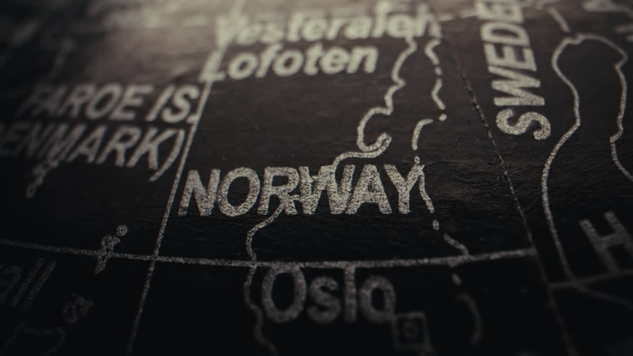 Close-up of a World Globe Showing Norway