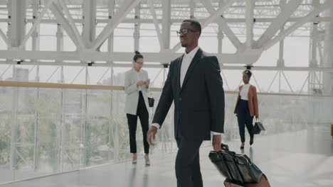 business travelers at modern airport terminal