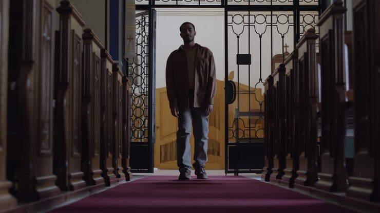 Man entering at the church