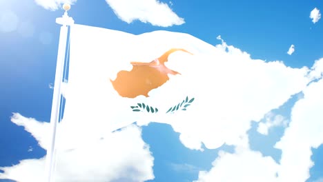 realistic flag of cyprus waving against time-lapse clouds background. seamless loop in 4k resolution with detailed fabric texture.