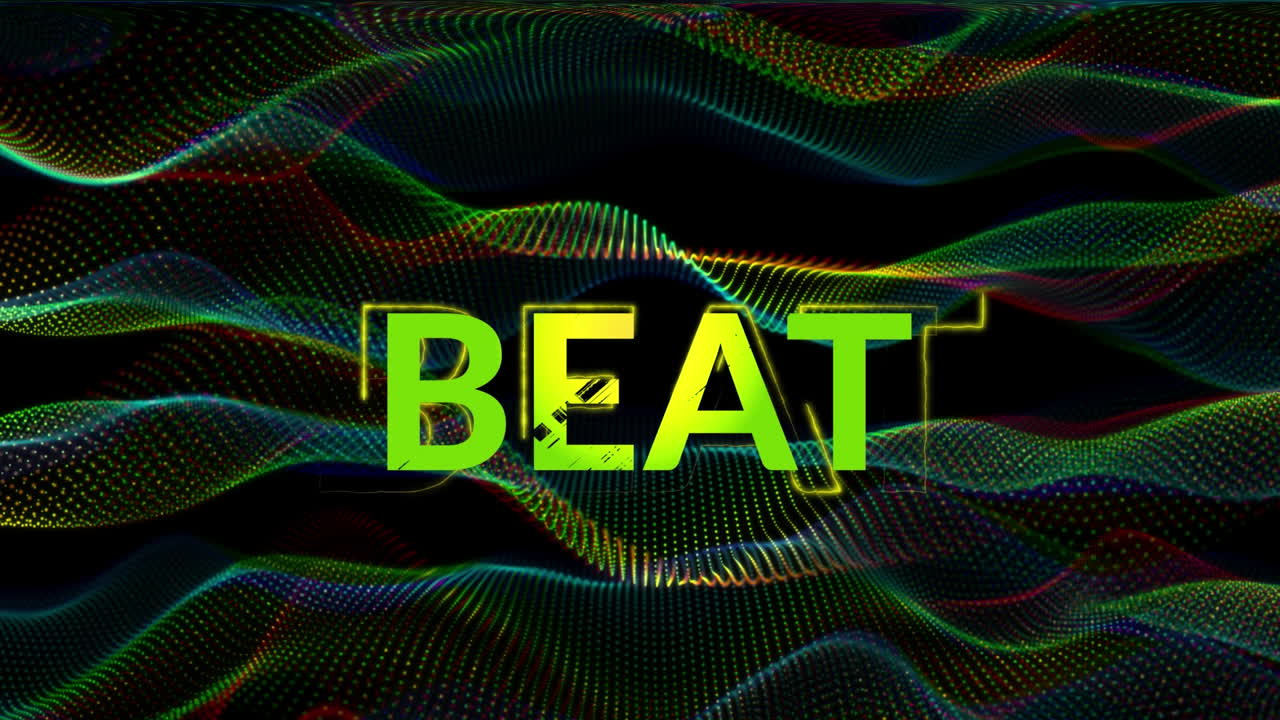 animación de texto de ritmo sobre fondo negro con ondas